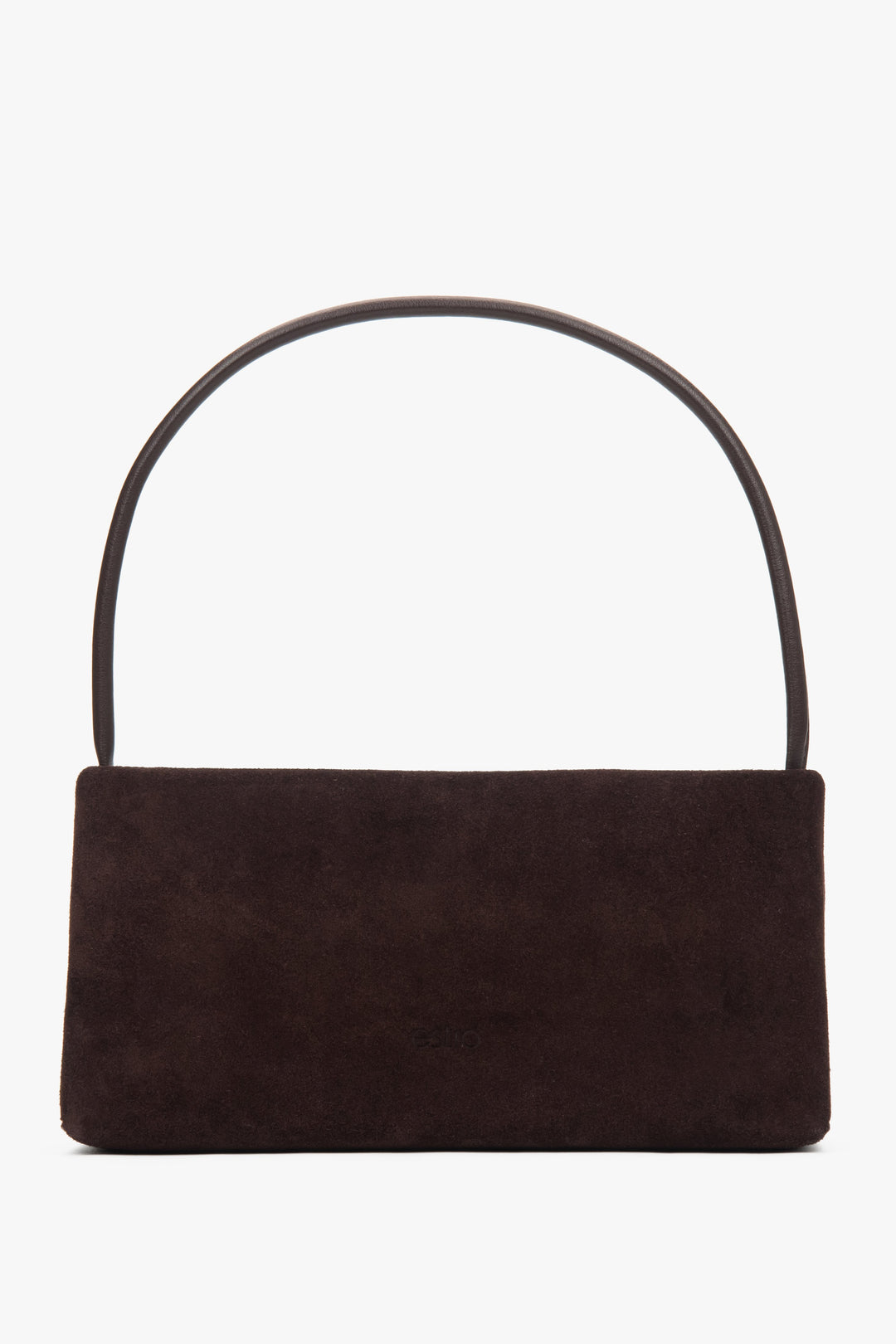 Seitenansicht der flach liegenden Tasche, die das minimalistische Design und die Tiefe zeigt