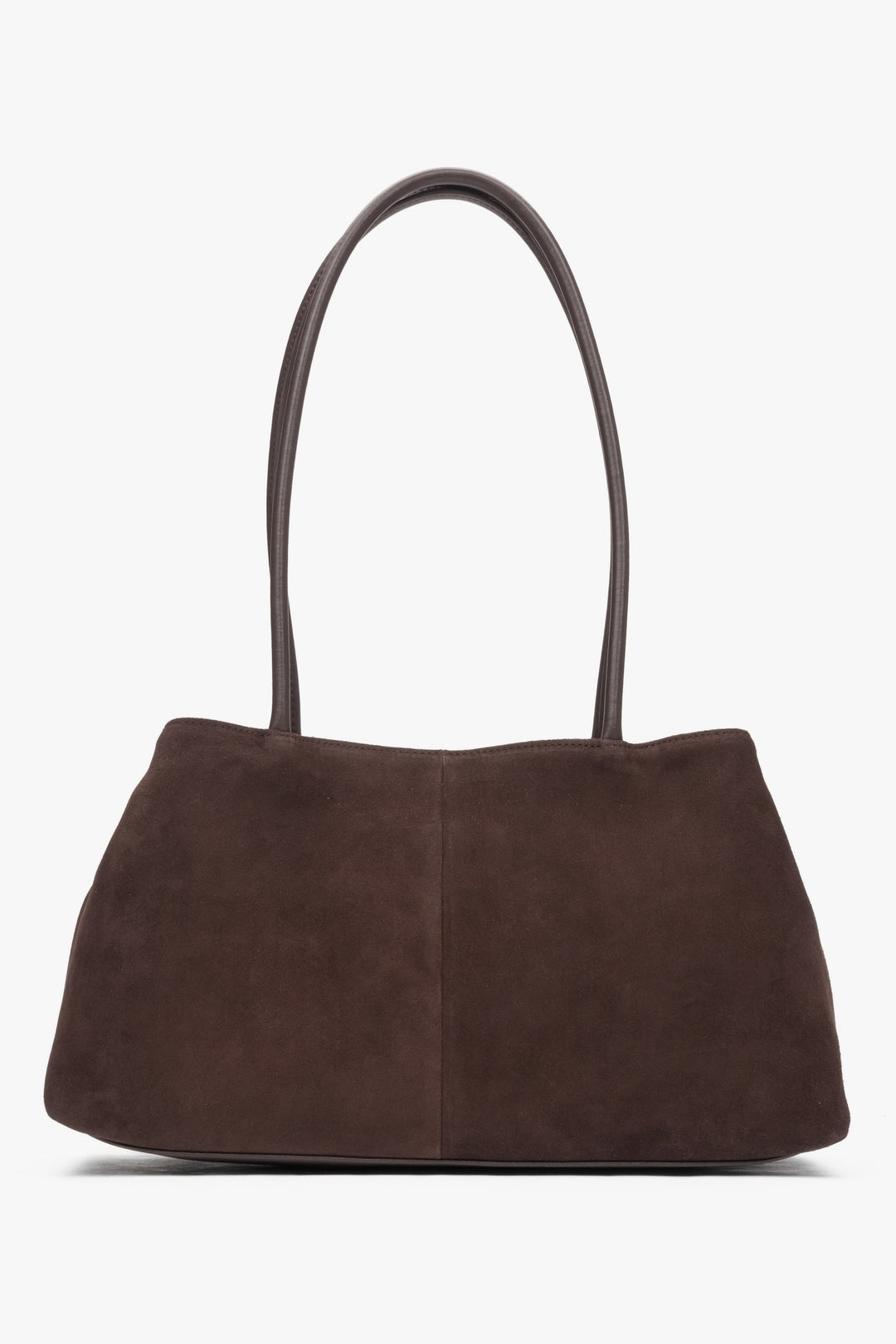 Rückansicht der dunkelbraunen Damen-Schultertasche von Estro.