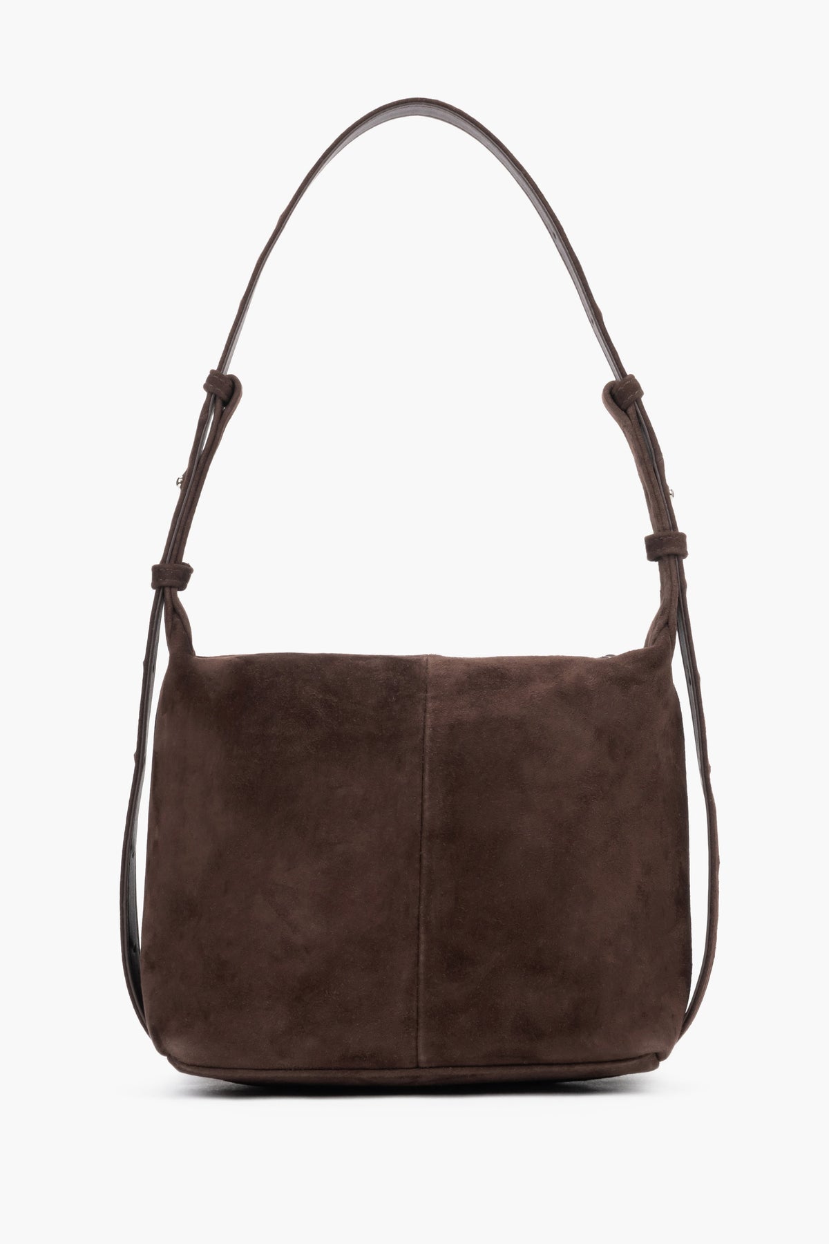 Braune Schultertasche mit verstellbarem Riemen Seitenprofil