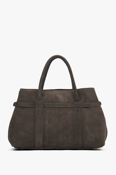 Frontansicht der dunkelbraunen Damen-Tote-Bag aus italienischem Velours