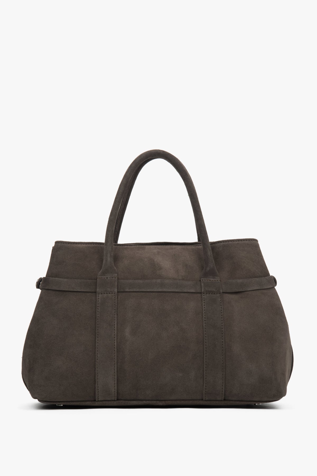 Frontansicht der dunkelbraunen Damen-Tote-Bag aus italienischem Velours