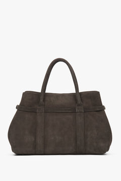 Rückwärtige Ansicht der eleganten Velours-Handtasche für Damen