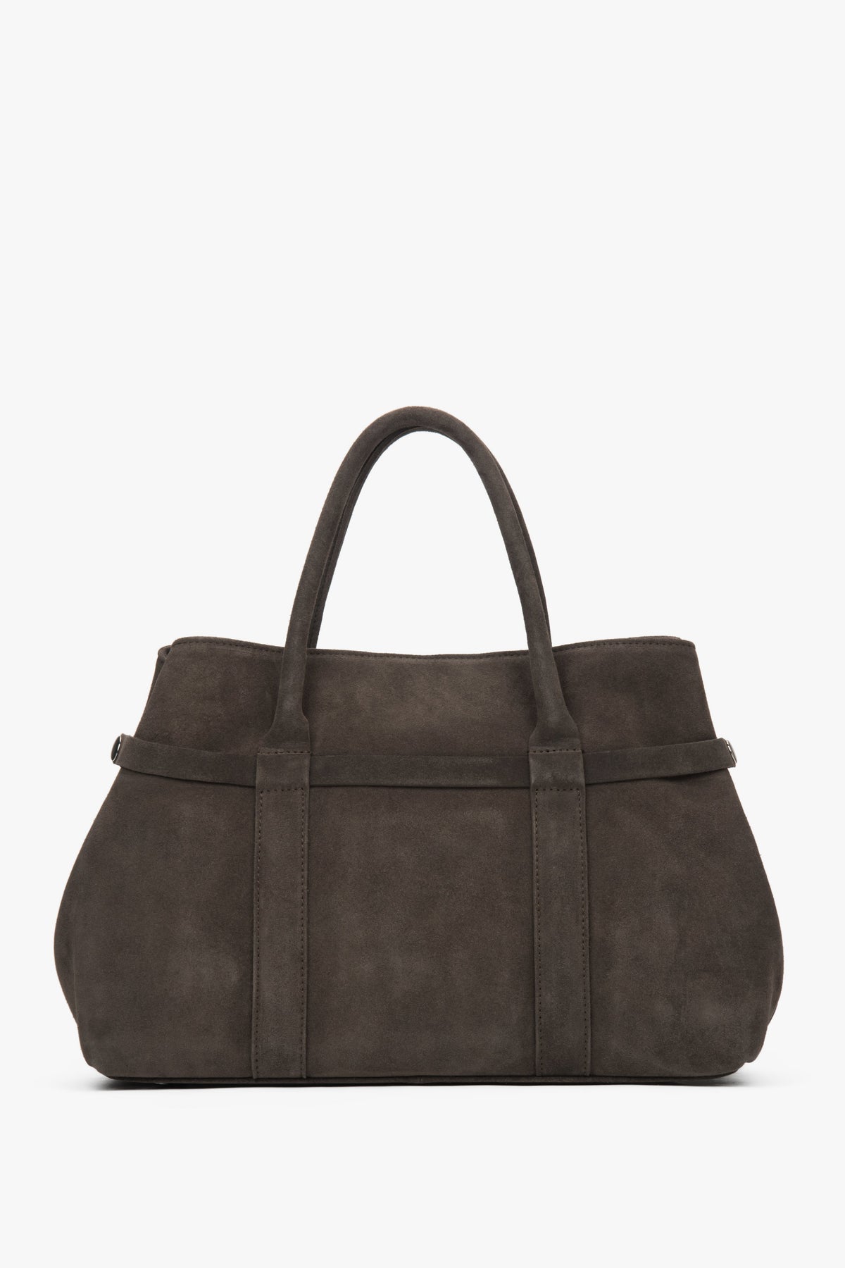 Rückwärtige Ansicht der eleganten Velours-Handtasche für Damen