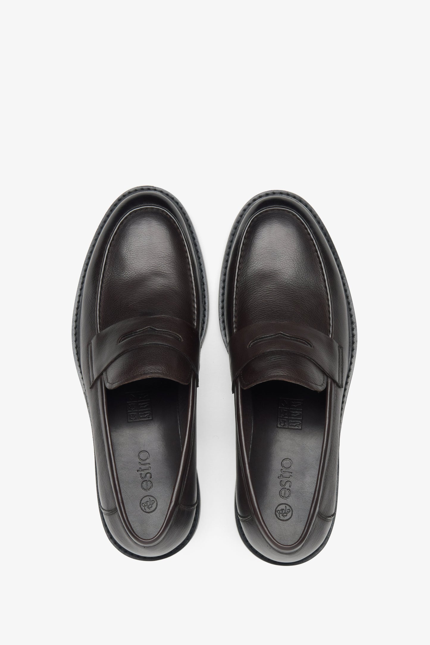 Dunkelbraune Herren Penny Loafer aus Leder von Estro ER00115808