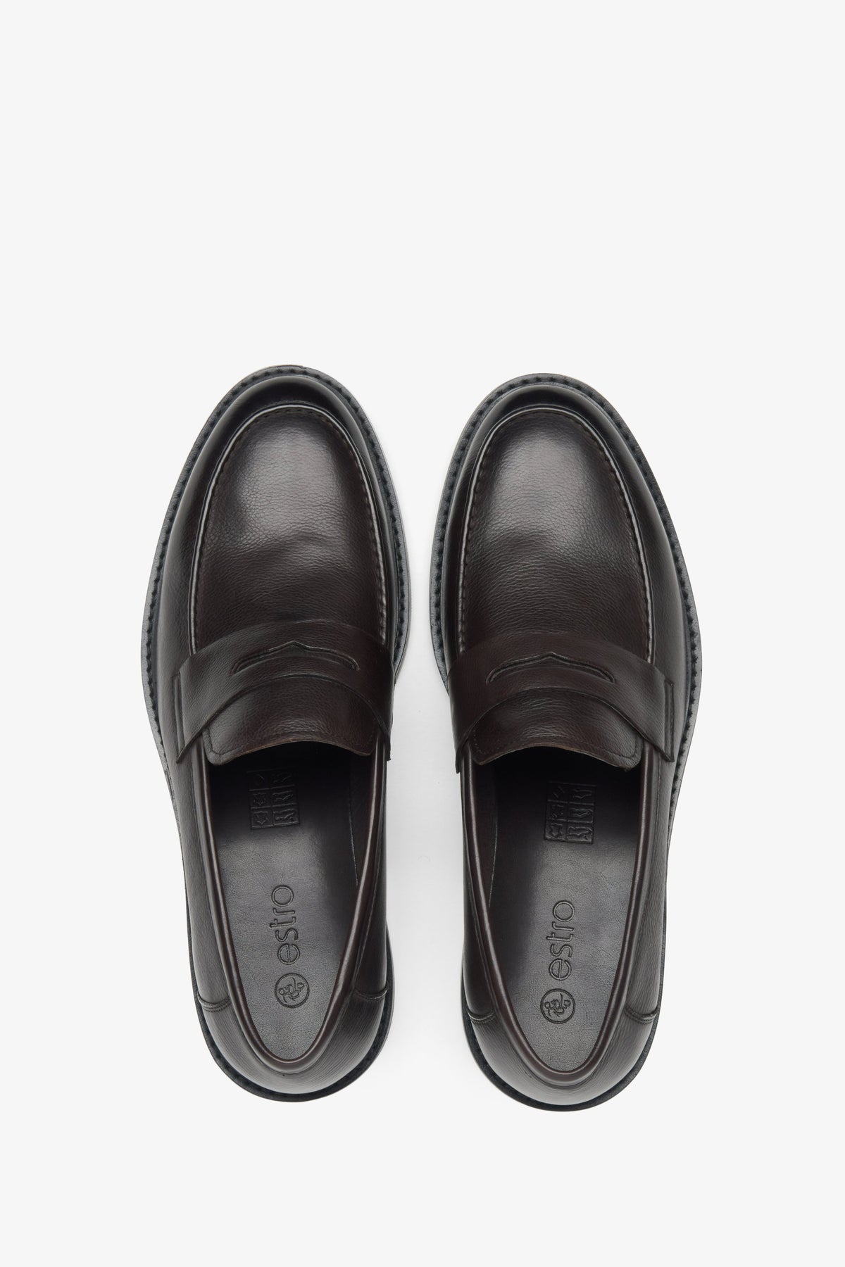 Dunkelbraune Herren Penny Loafer aus Leder von Estro ER00115808