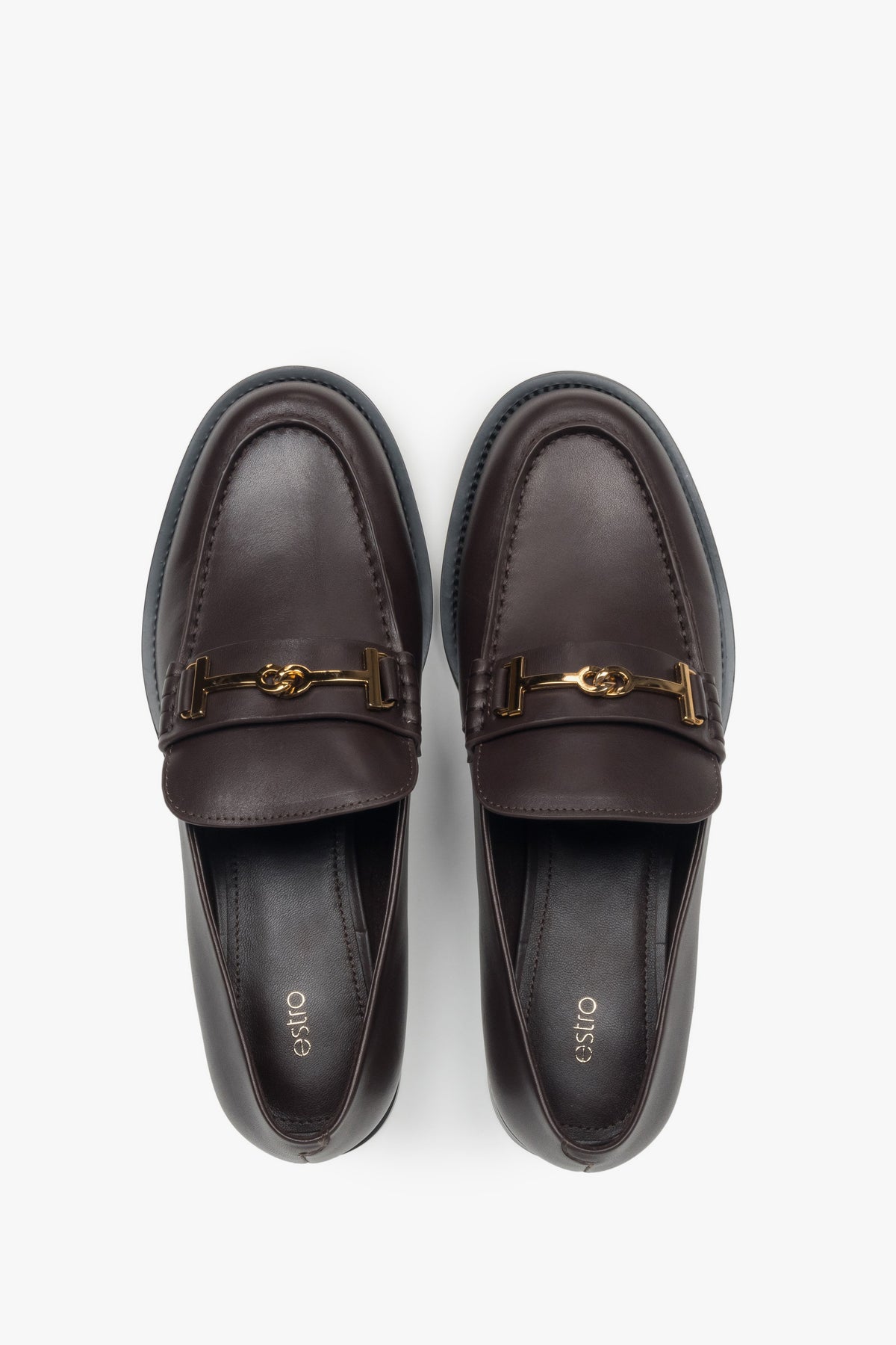 Elegante dunkelbraune Slipper aus echtem Leder für Damen.