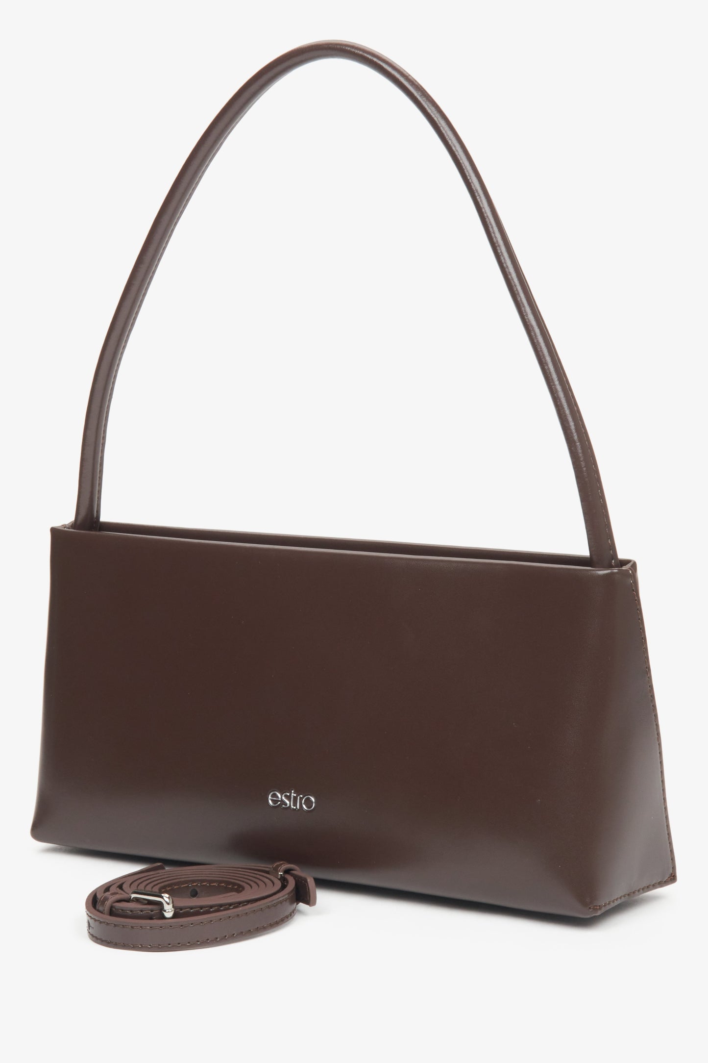 Dunkelbraune Damen-Schultertasche von Estro aus hochwertigem Echtleder.