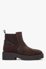 Dunkelbraune Damen Plateau Chelsea-Boots aus Velours Estro ER00118241.