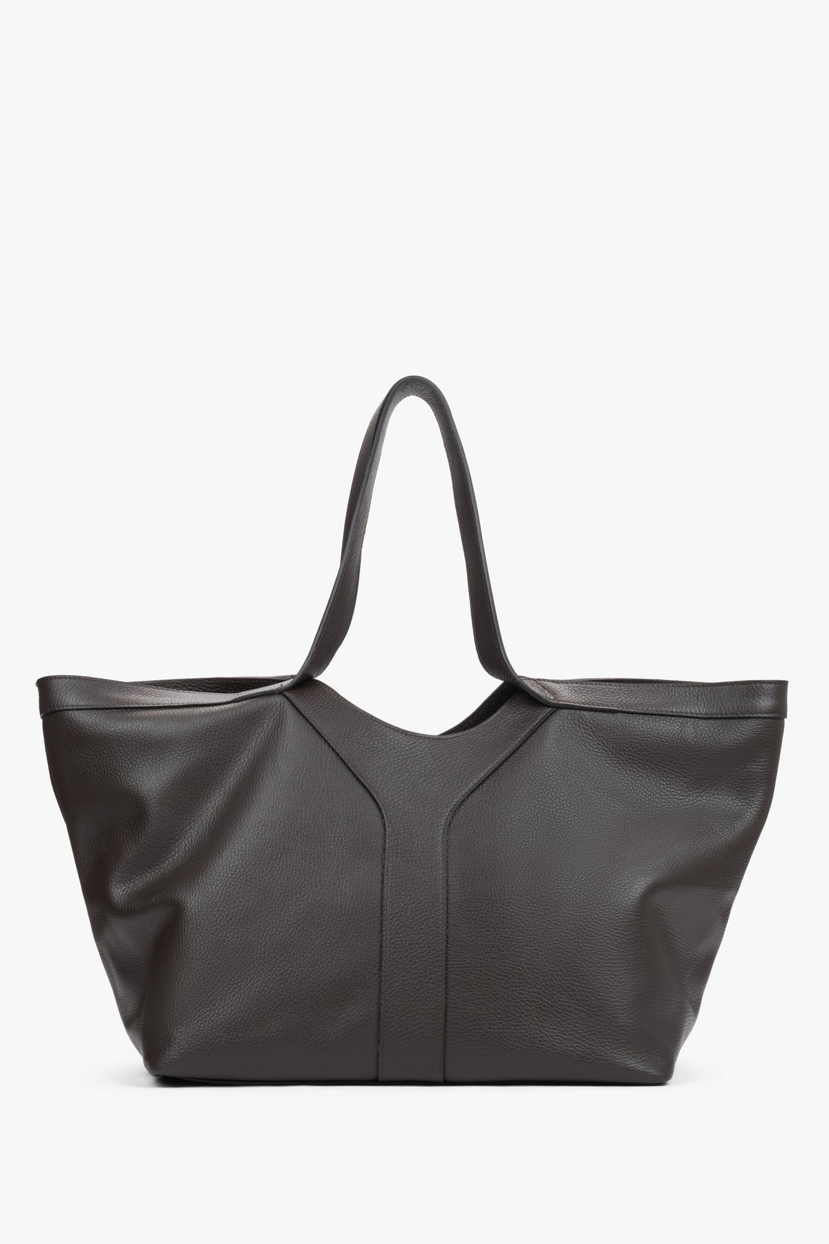Eleganter dunkelbrauner Leder-Shopper aus der Estro Premium-Kollektion.