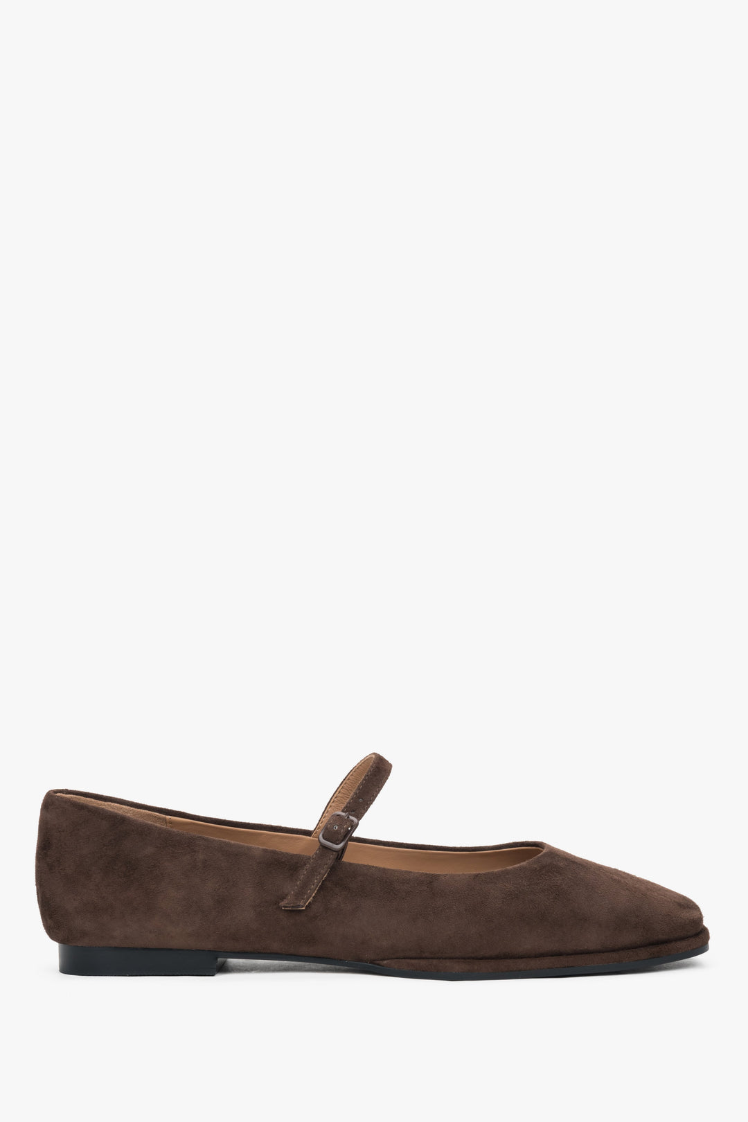 Dunkelbraune Ballerinas aus softem Echtes Velours Estro ER00117266.