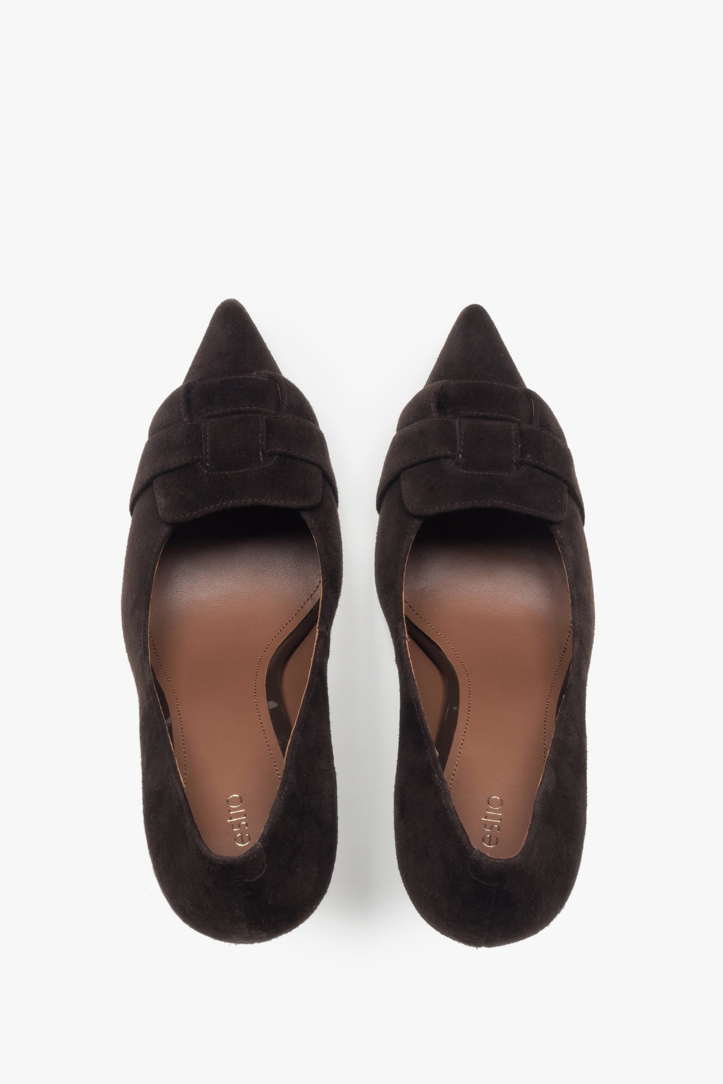 Elegante dunkelbraune High Heels aus echtem Velours dla festliche Anlässe. 
