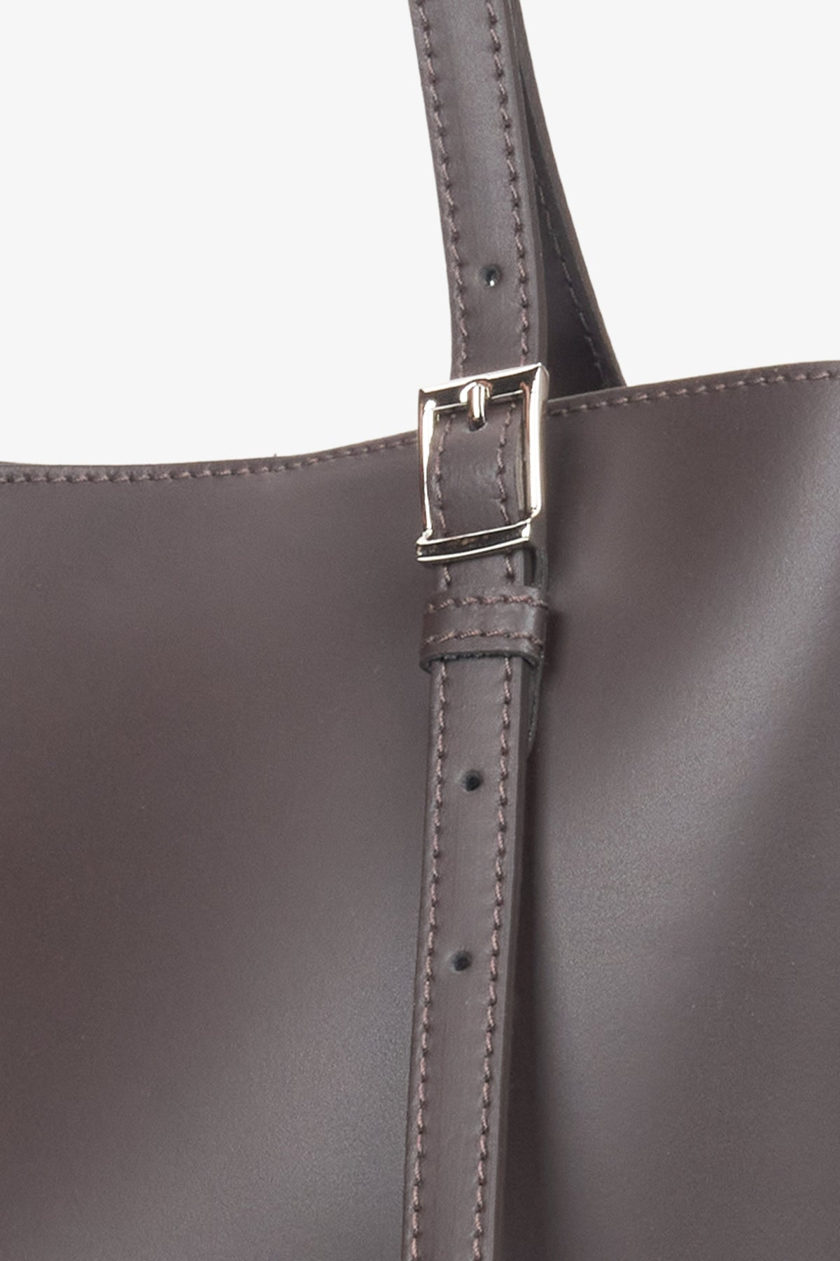 Estro - Eleganter Shopper aus italienischem Leder - dunkelbraun.