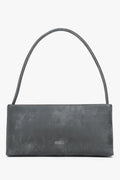 Dunkelgraue Damen-Schultertasche aus echtem Leder mit elegantem Marmor-Print Estro ER00115802.