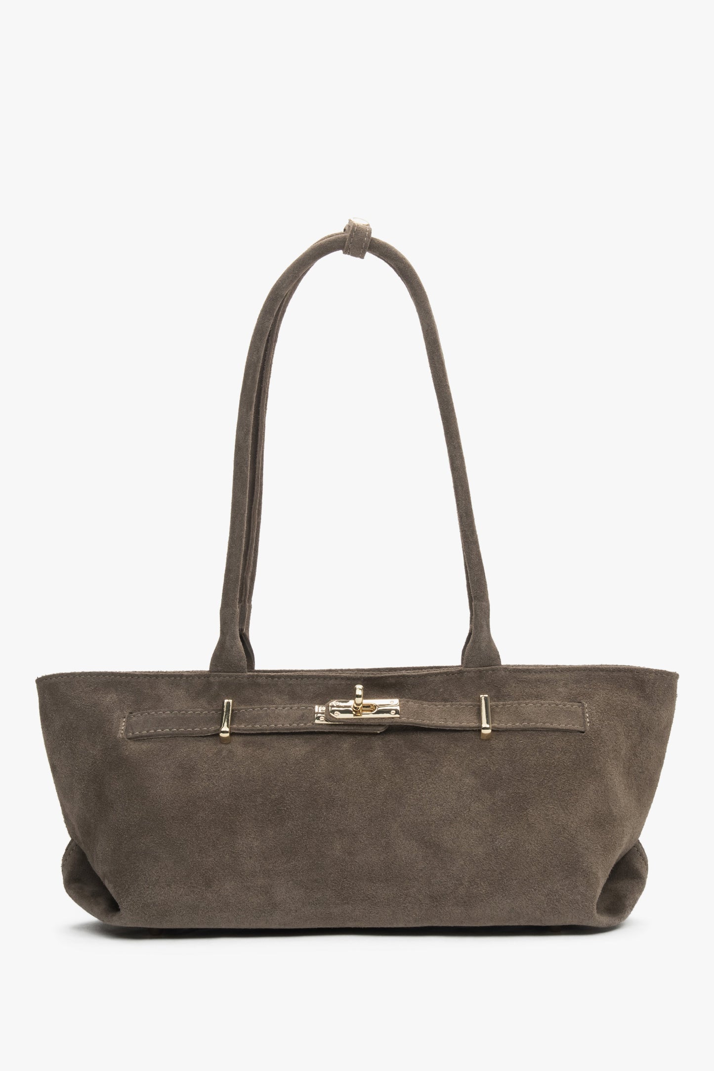 Frontale Ansicht der dunkelgrauen Damen-Schultertasche im East-West-Design