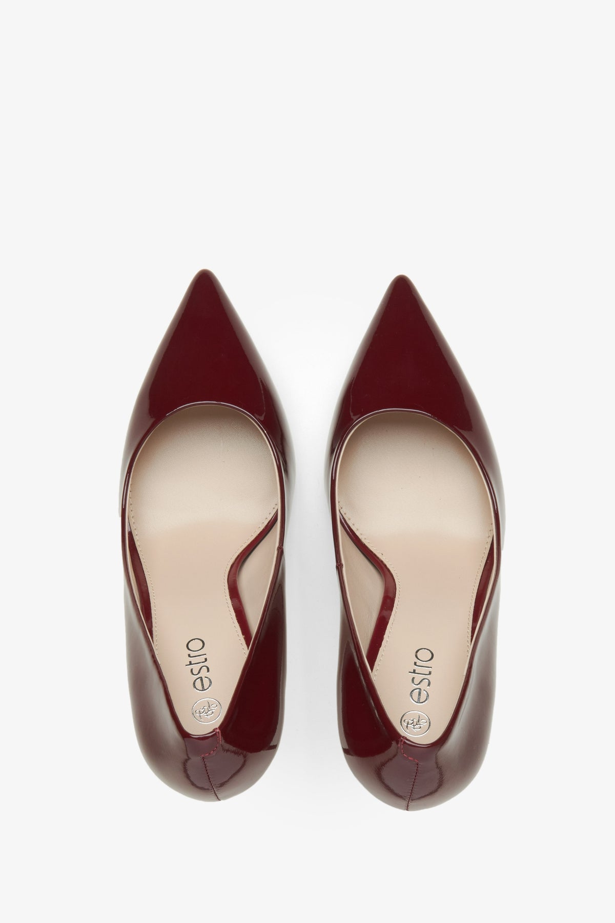 Bordeauxrote Damen-Pumps aus echtem Leder mit hohem Absatz von Estro.