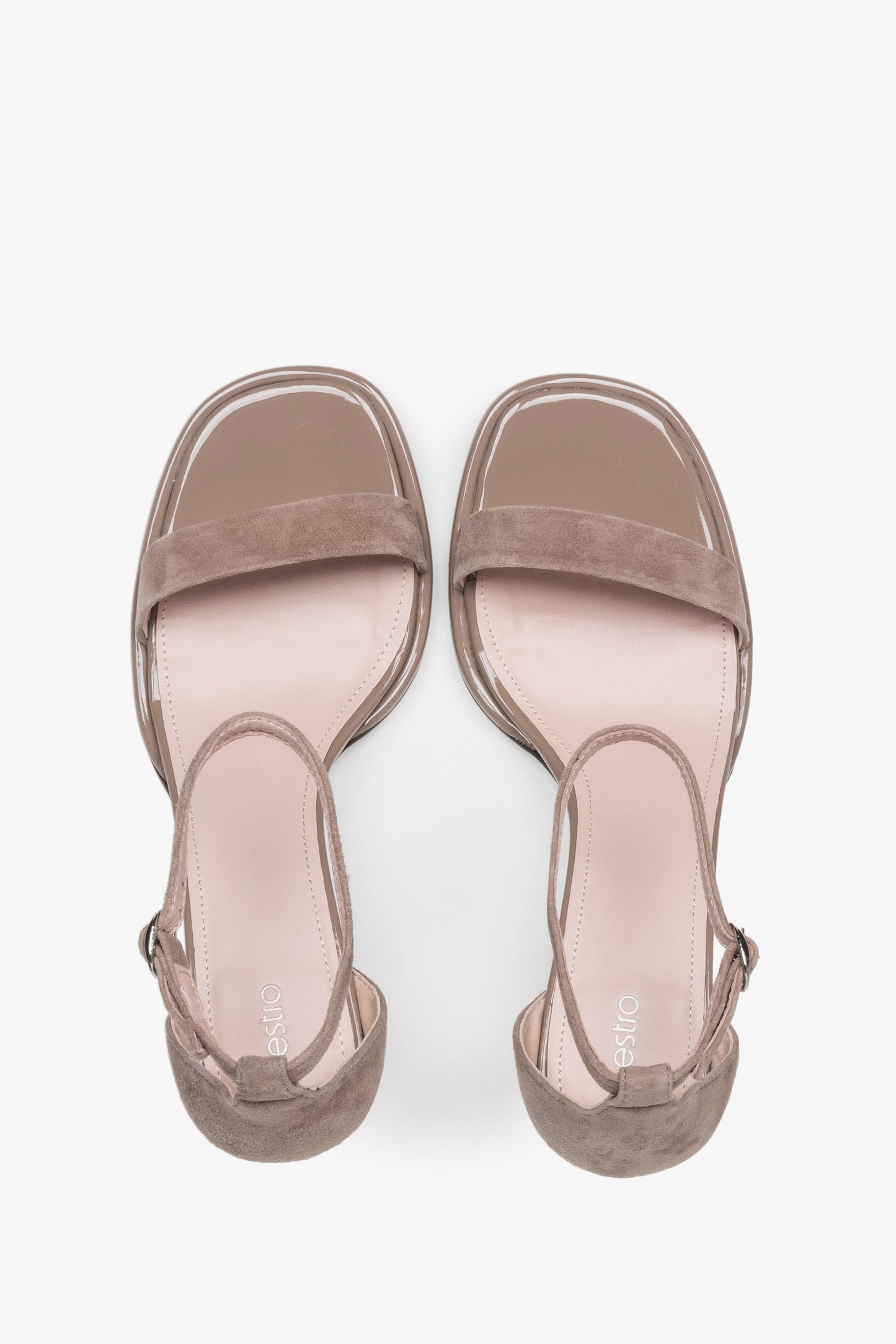 Klassische beige Estro-Damensandaletten aus echtem Leder – ideal für Sommerabende, mit elegantem Absatz für eine raffinierte Note.