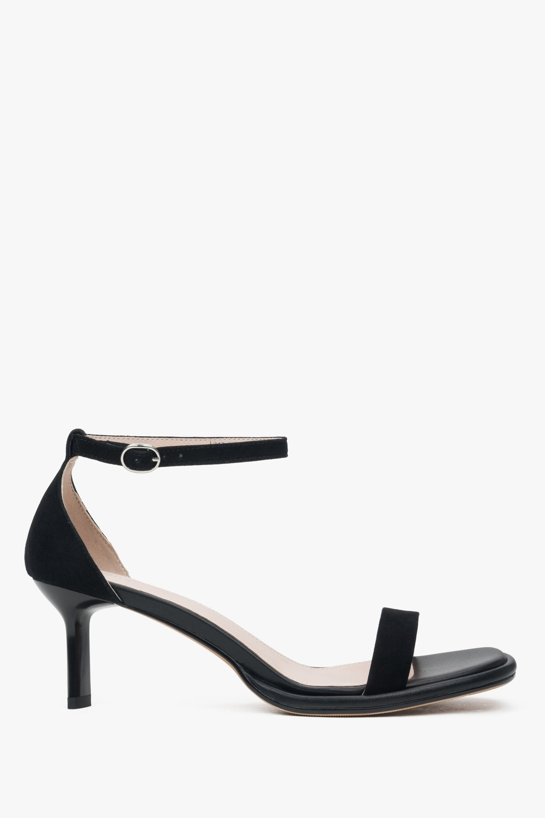 Elegante Damen-Sandalette in Schwarz aus echtem Velours Estro ER00116983.