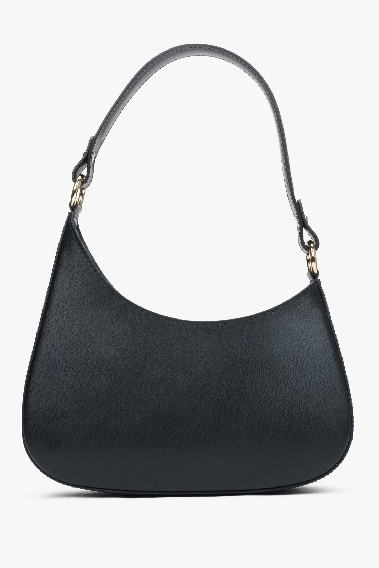 Elegante italienische Schultertasche für Damen aus schwarzem Echtleder Estro ER00116374.