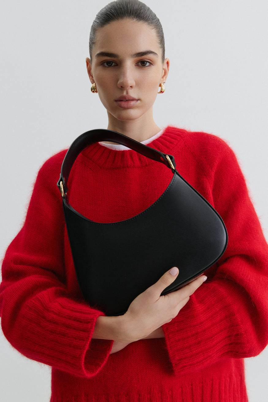 Elegante schwarze Damen-Schultertasche von Estro.