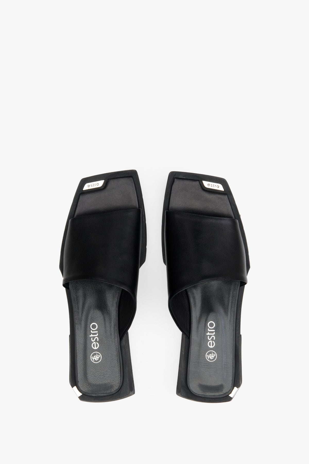 Klassische schwarze Mules mit quadratischer Zehenpartie, Estro ER00109615