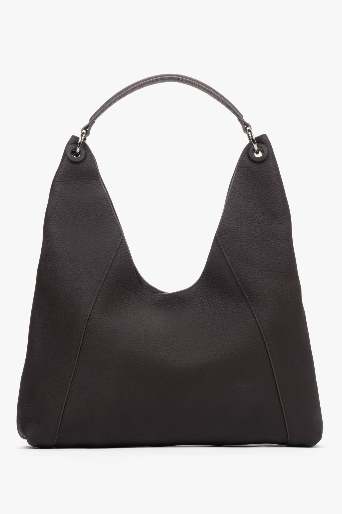 Schräge Ansicht der eleganten Damen-Shopper-Tasche mit verstärktem Henkel.
