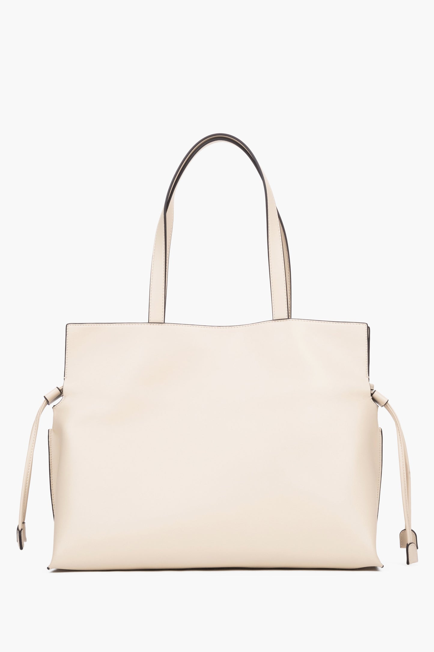 Rückansicht der milchbeigen Damen-Shopper-Tasche