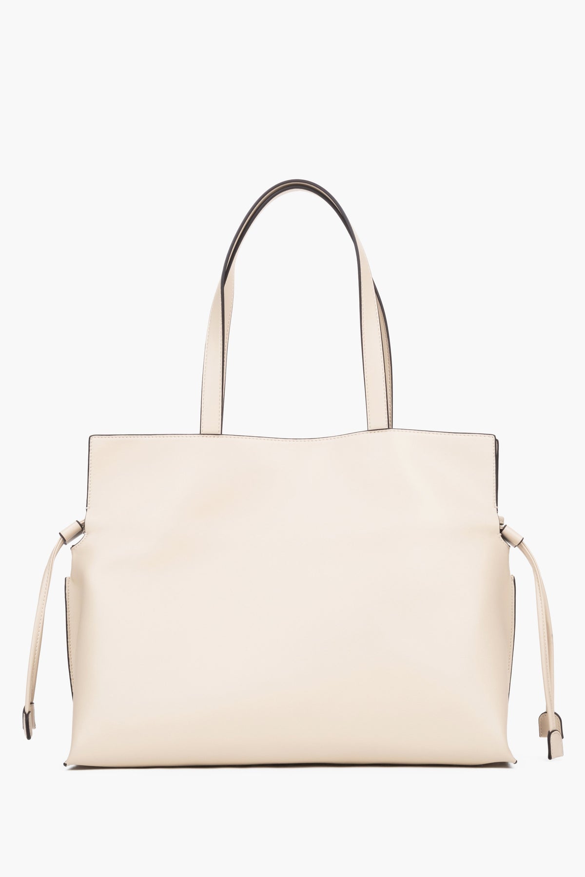 Rückansicht der milchbeigen Damen-Shopper-Tasche