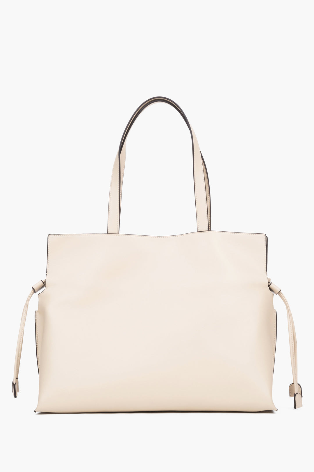 Rückansicht der milchbeigen Damen-Shopper-Tasche