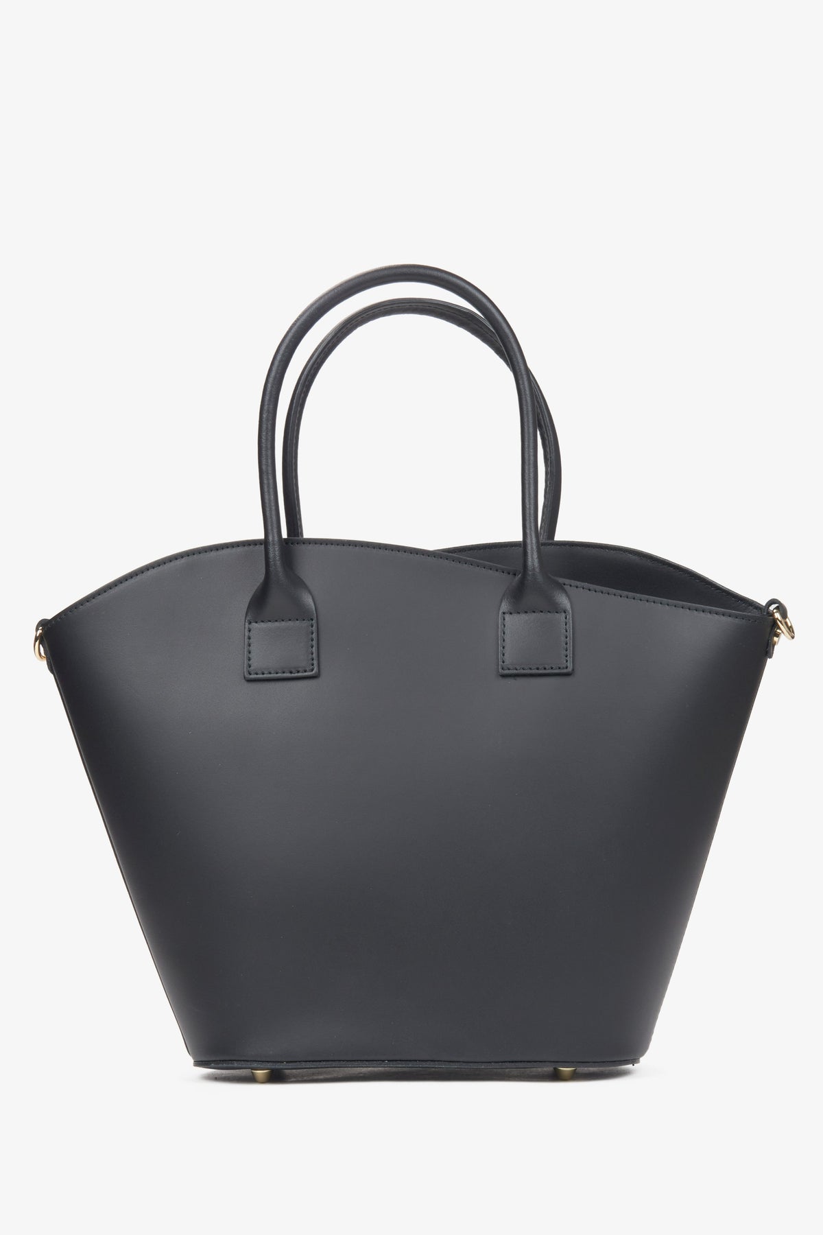 Rückansicht der schwarzen Leder-Shopper-Tasche für Damen