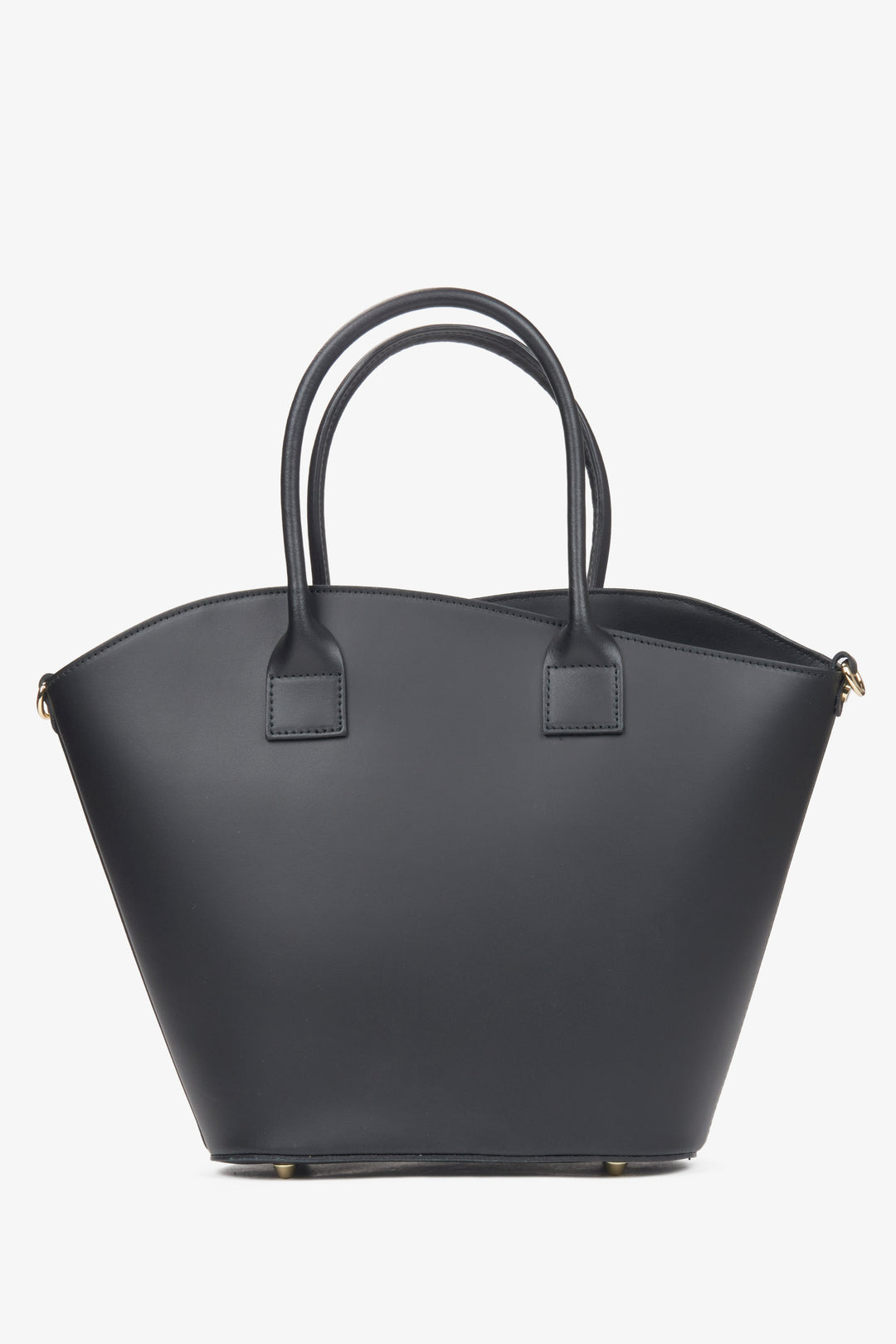 Rückansicht der schwarzen Leder-Shopper-Tasche für Damen