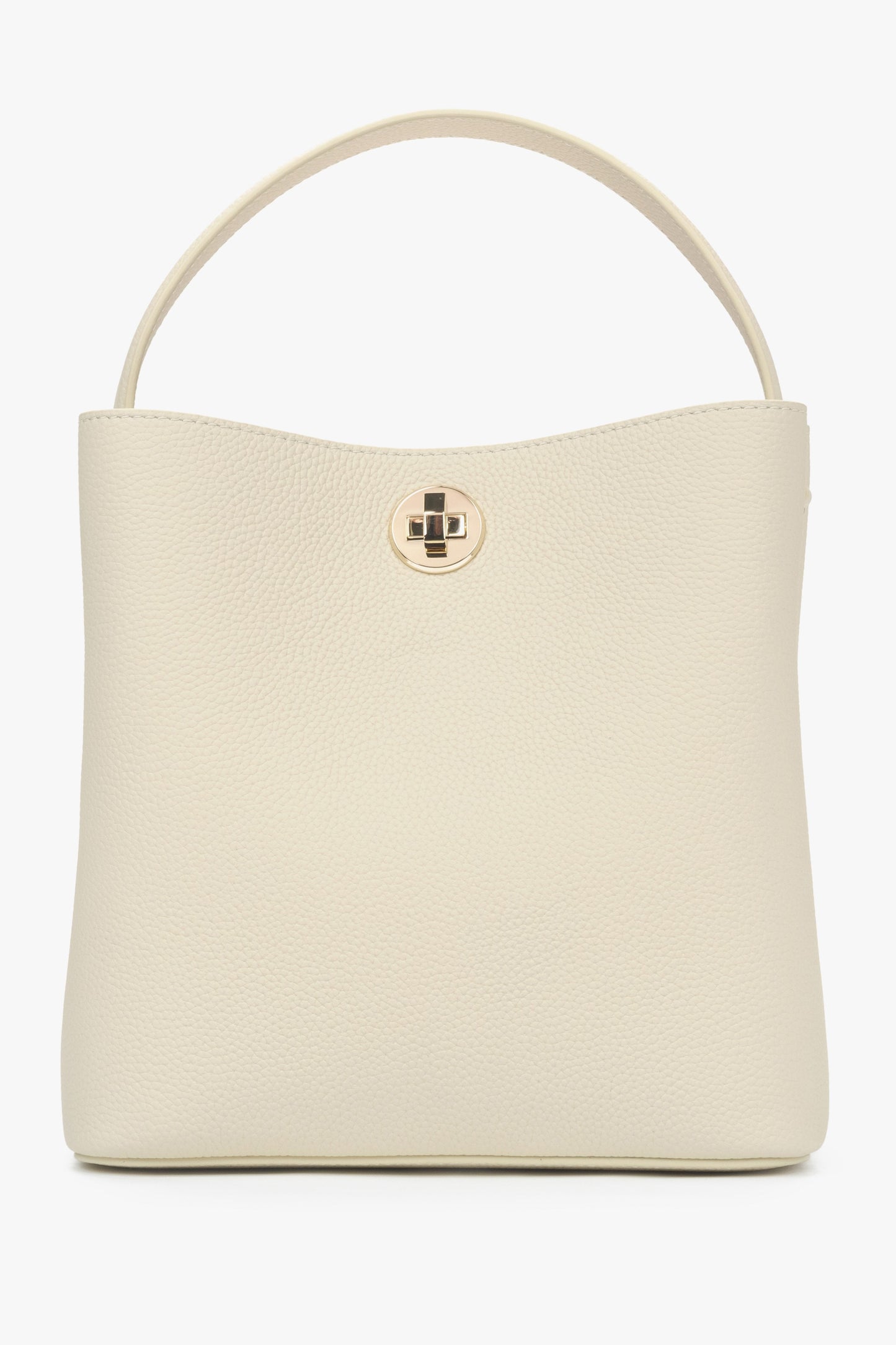 Hellbeige Damen-Handtasche aus echtem Leder Estro ER00115796.