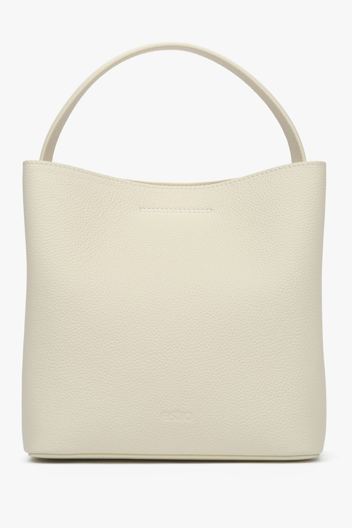 Geräumige Damenhandtasche zum Tragen in der Hand aus echtem Leder von Estro in Hellbeige.