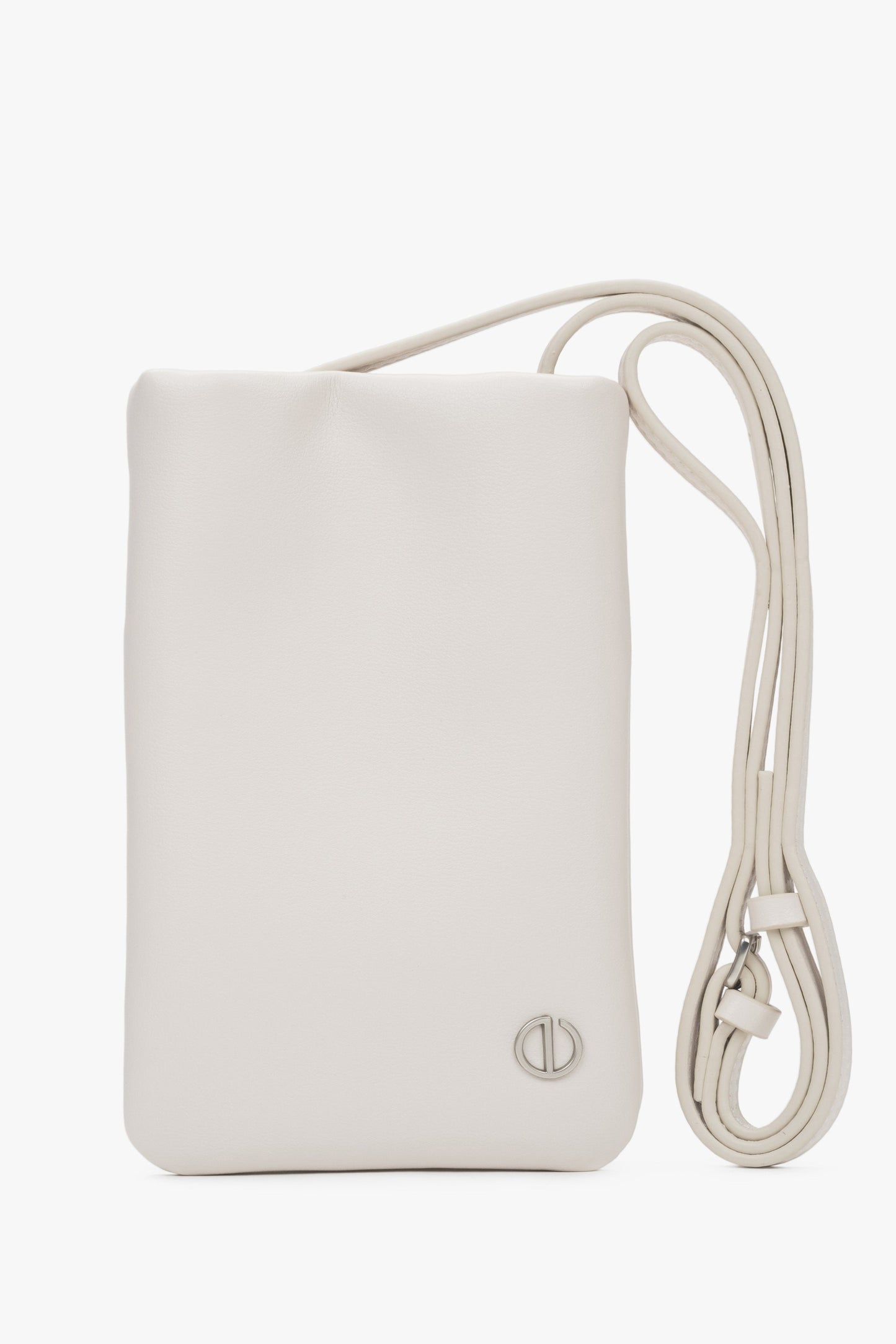 Hellbeige Handy-Tasche für Damen aus Leder von Estro.