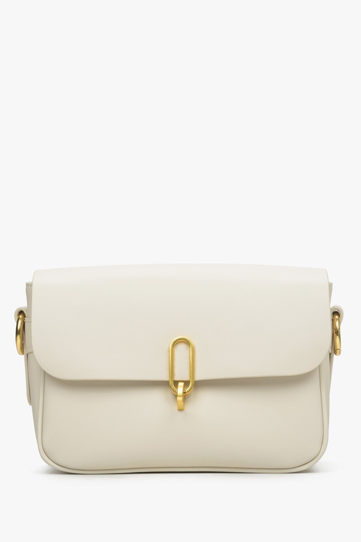 Hellbeige Damen-Schultertasche aus echtem Leder Estro ER00114944.