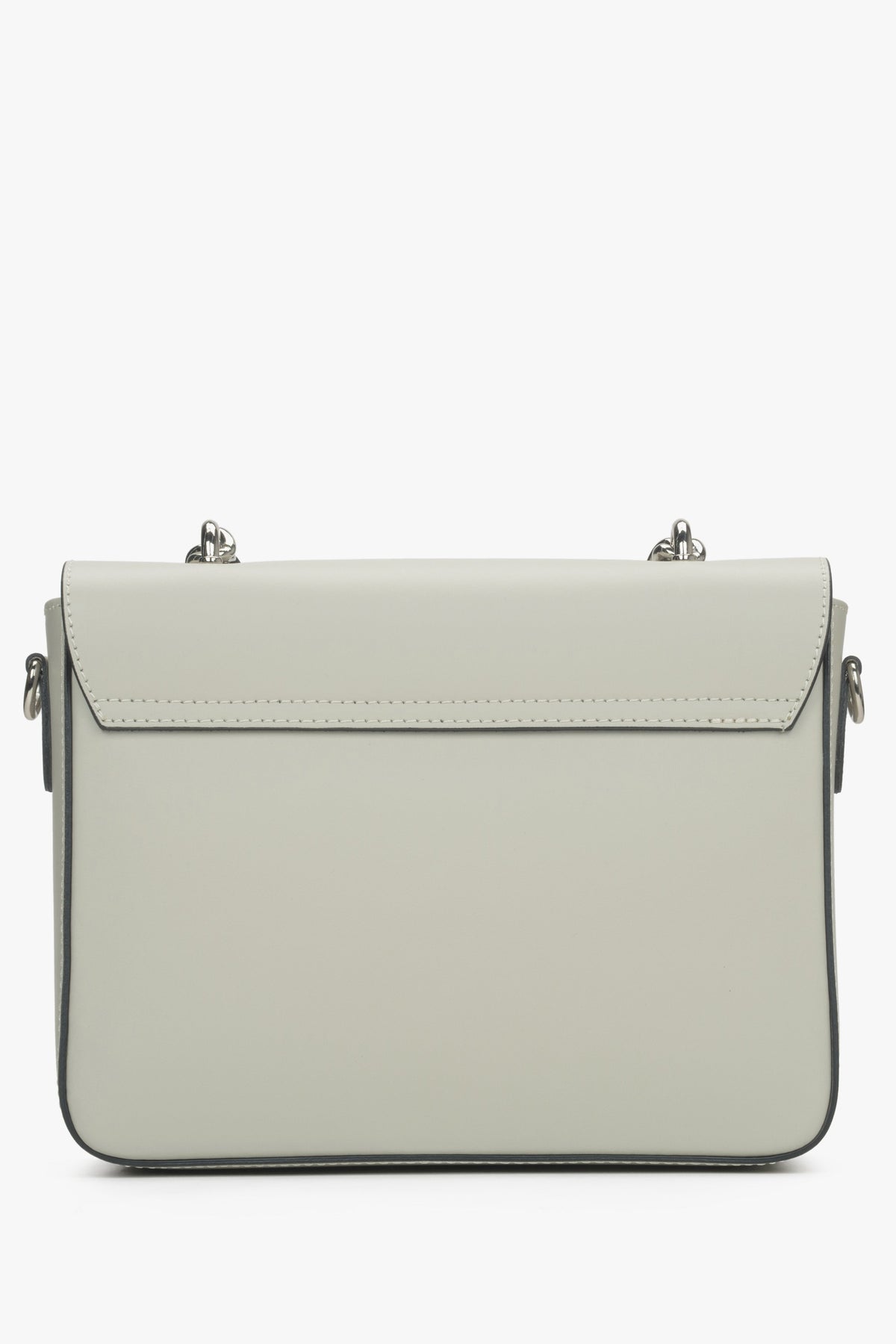 Hellbeige Damenhandtasche aus italienischem Premium-Echtleder – Rückseite.