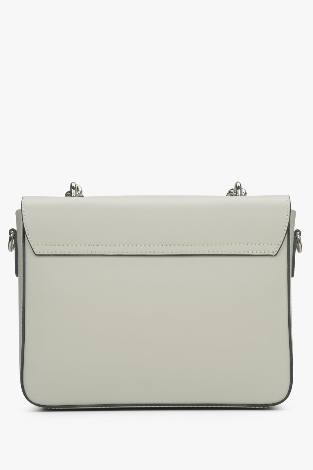 Hellbeige Damenhandtasche aus italienischem Premium-Echtleder – Rückseite.