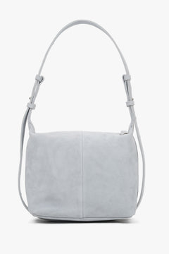 Hellblaue Schultertasche mit verstellbarem Riemen Seitenprofil