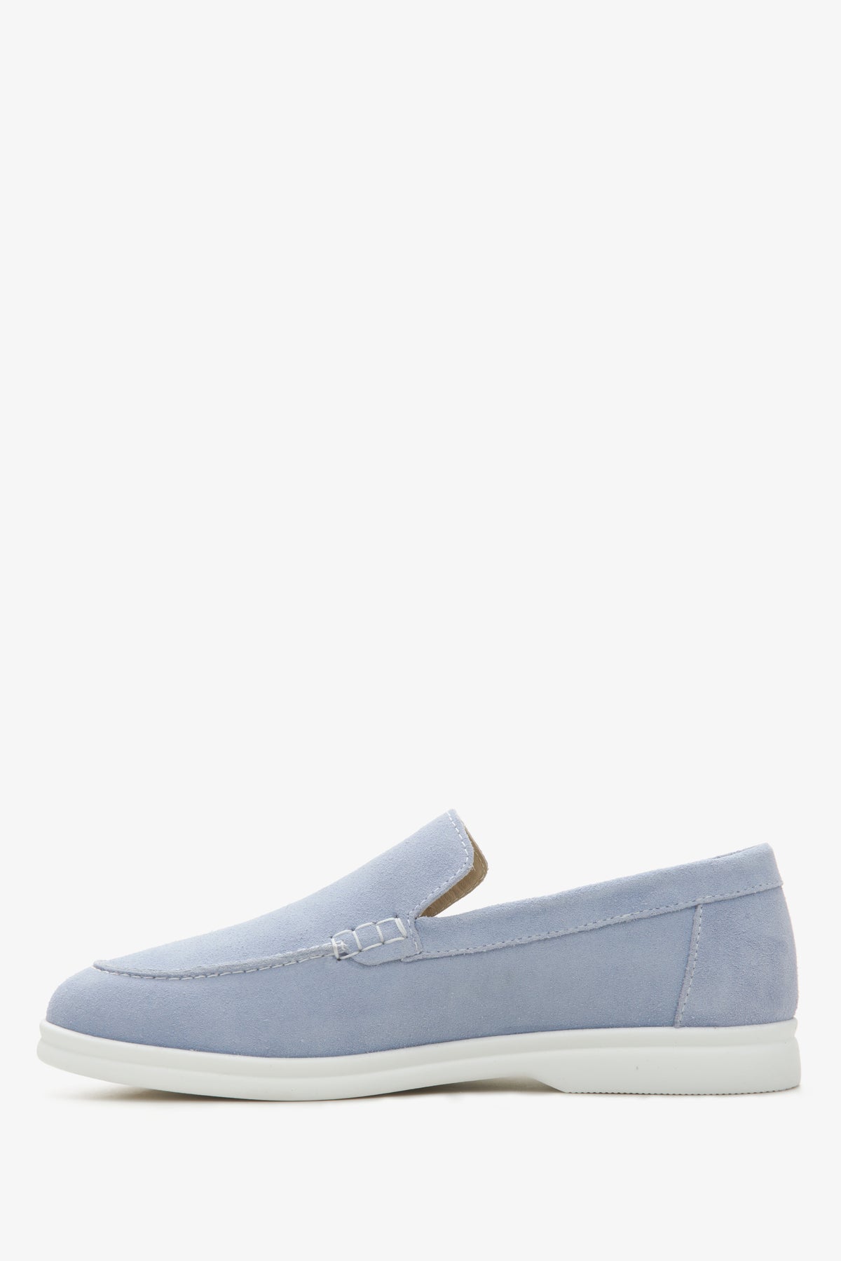 Blaue Damen-Wildleder-Mokassins von Estro – Schuhprofil.