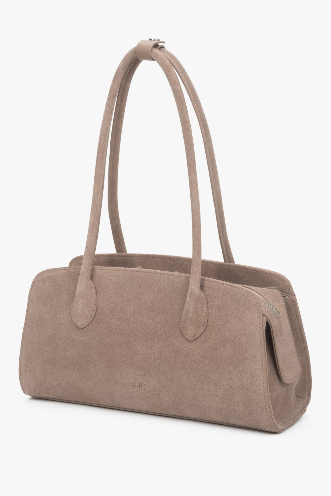 Seitenansicht der kompakten Estro Schultertasche, die das elegante Design und die Form zeigt.