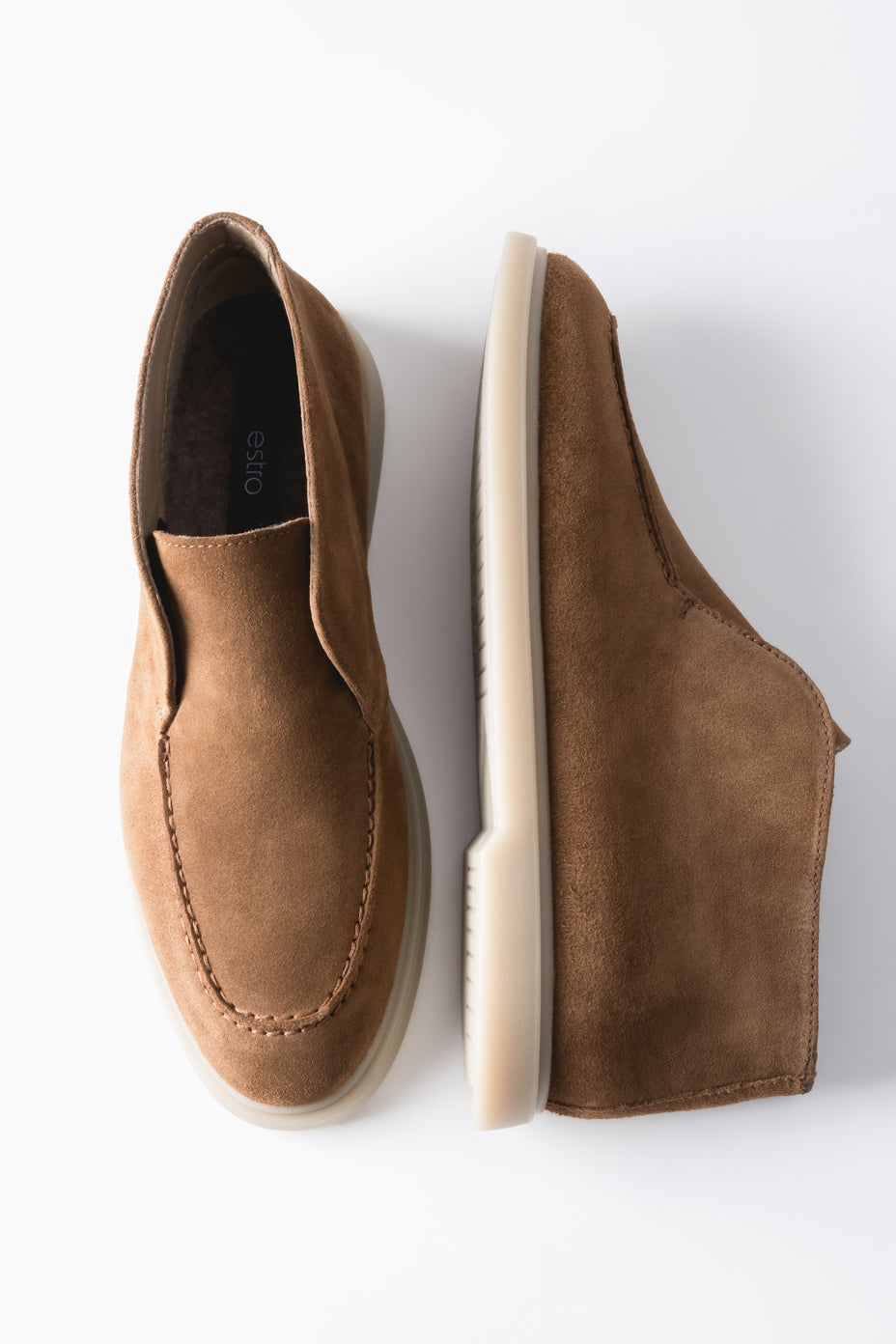 Hohe braune Damen-Mokassins aus italienischem Premium-Velours Estro ER00118118