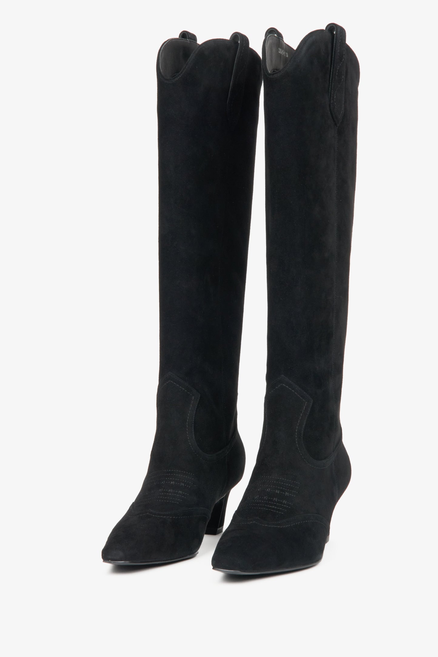 Stylische Herbst-/Frühlings-Cowboystiefel in Schwarz aus Naturvelours Estro ER00116168