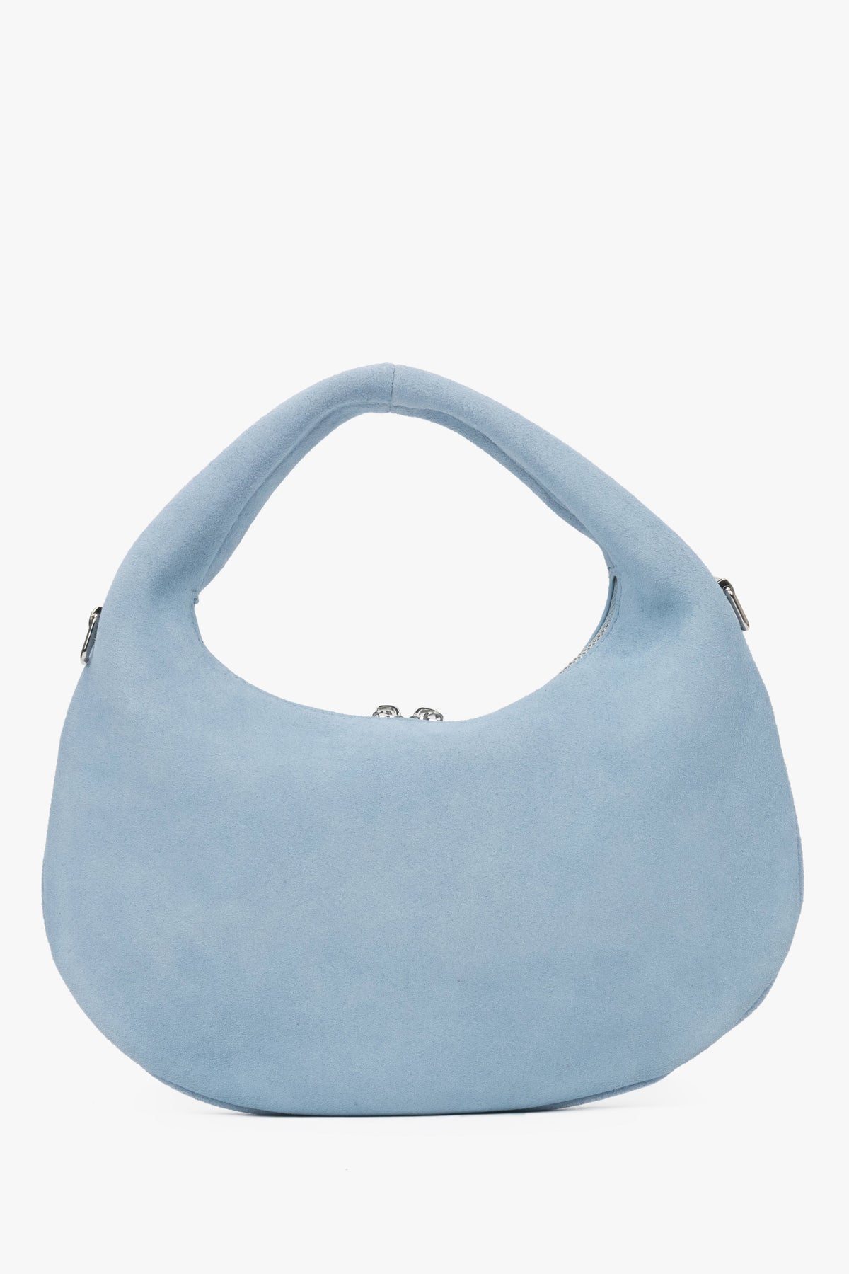 Kleine blaue Damentasche aus Velours.
