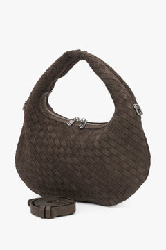 Kleine braune Damen-Handtasche aus echtem Velours Estro ER00116819