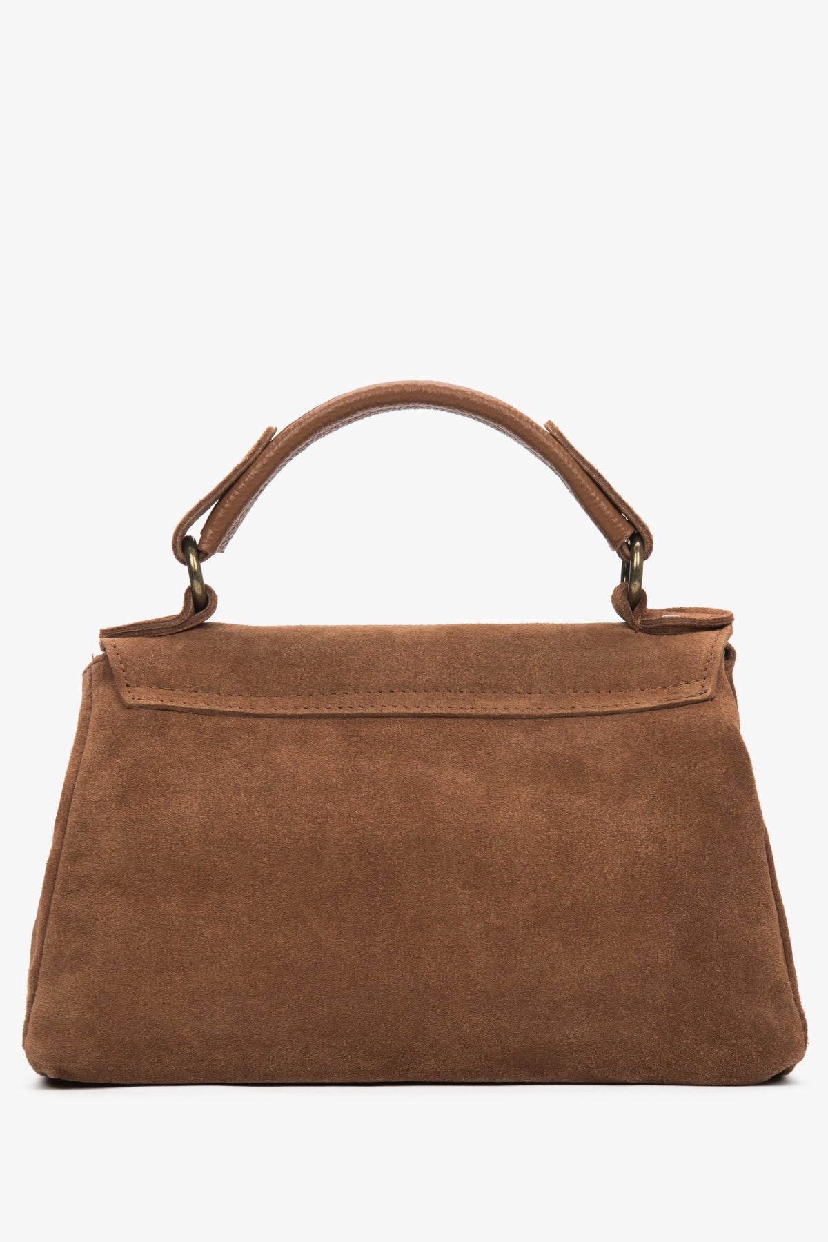 Rückansicht der kleinen braunen Damen-Tasche aus italienischem Premium-Velours.