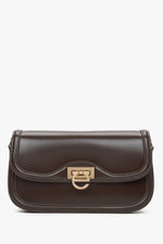 Kleine dunkelbraune Damen-Schultertasche mit edlen goldfarbenen Beschlägen Estro ER00115778.