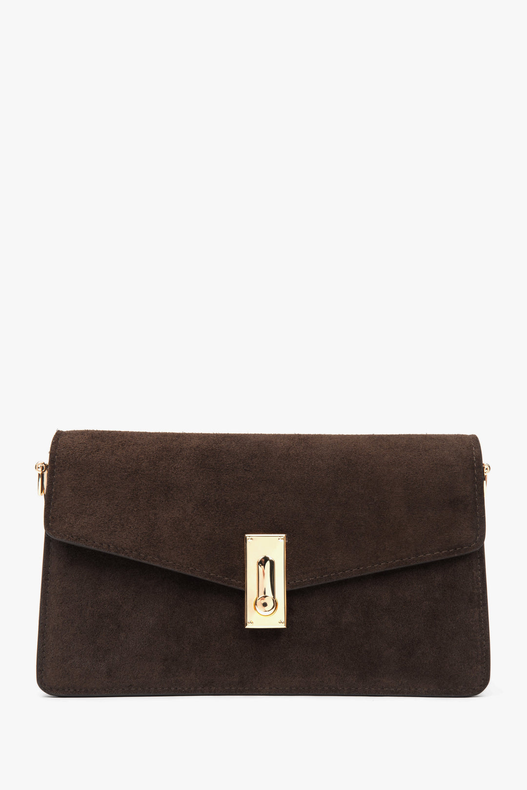 Kleine dunkelbraune Damen-Schultertasche von Estro aus weichem Veloursleder.