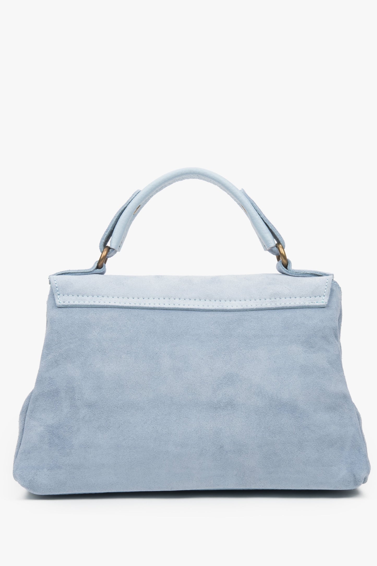 Kleine hellblaue Damen-Handtasche von Estro aus natürlichem Velours.
