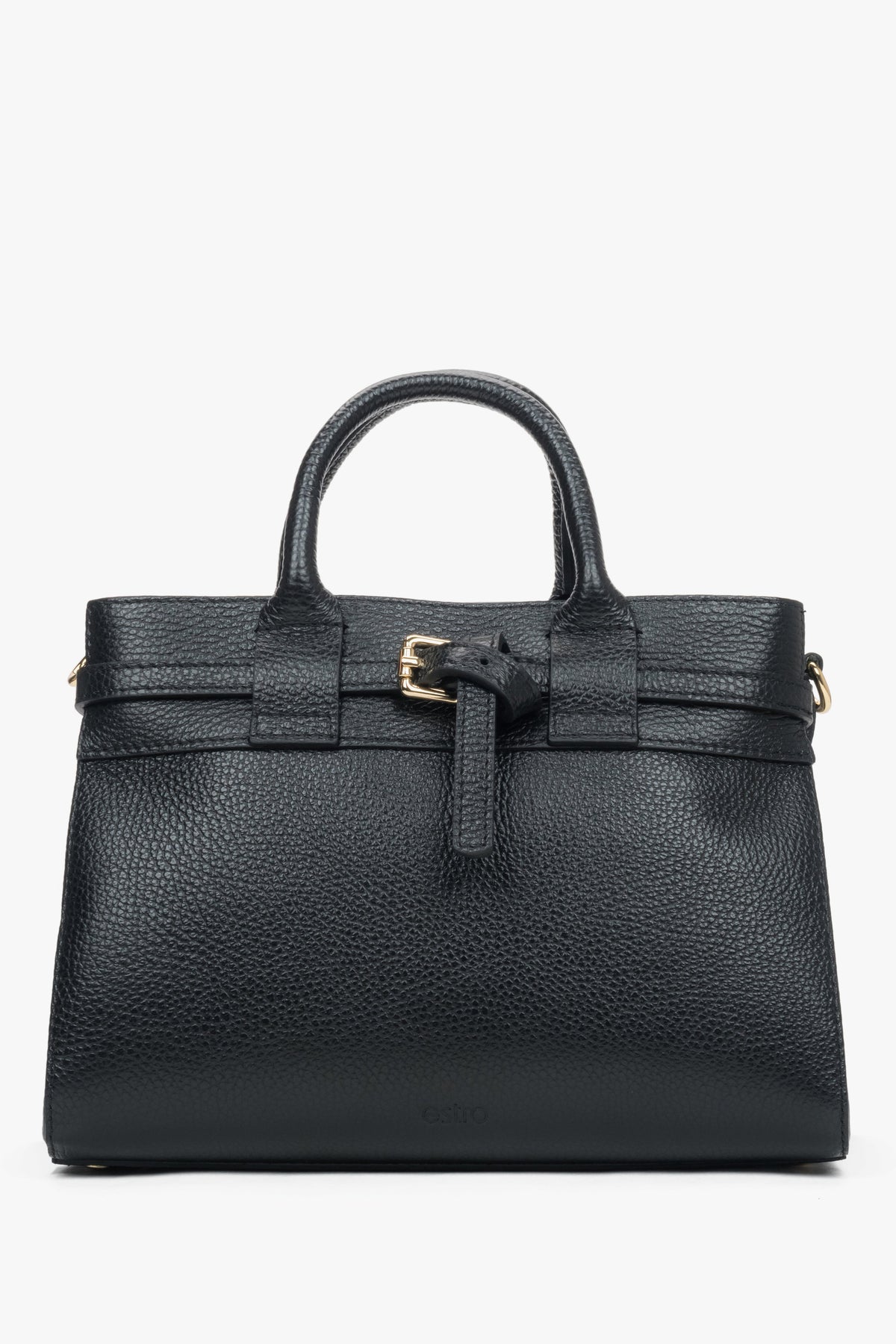 Rückansicht der kleinen schwarzen Damen-Henkeltasche aus italienischem Leder.