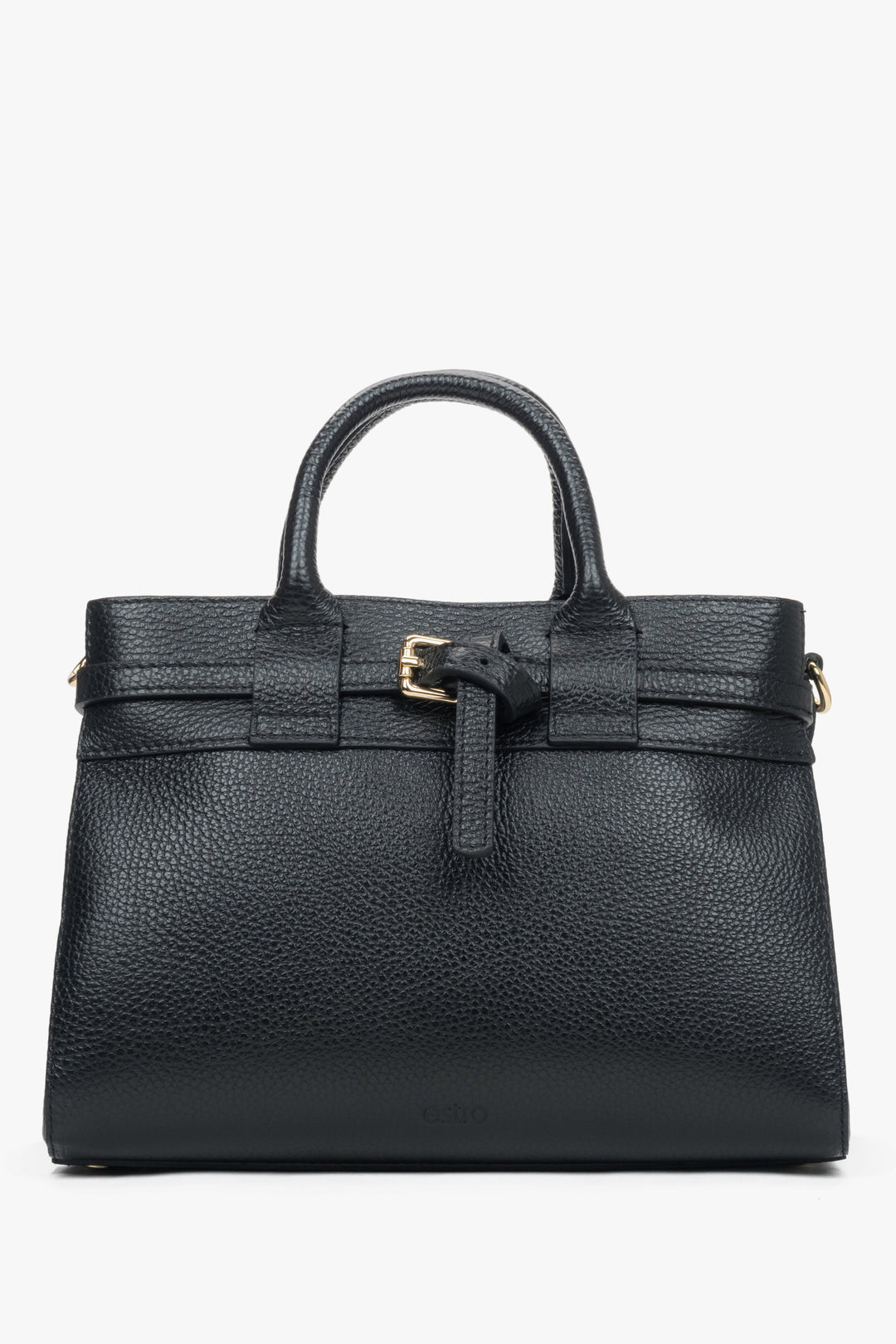 Rückansicht der kleinen schwarzen Damen-Henkeltasche aus italienischem Leder.
