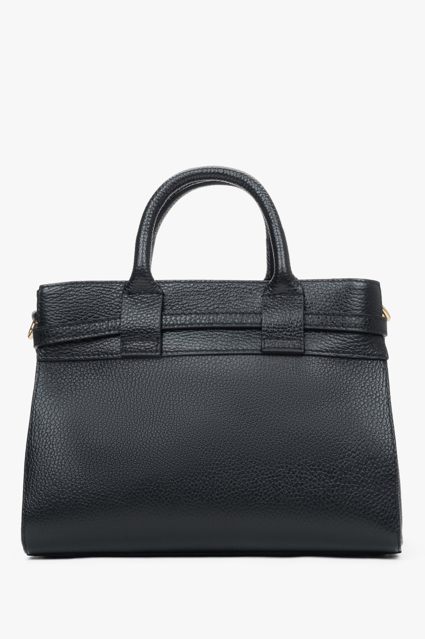 Rückansicht der kleinen schwarzen Damen-Henkeltasche aus italienischem Leder.